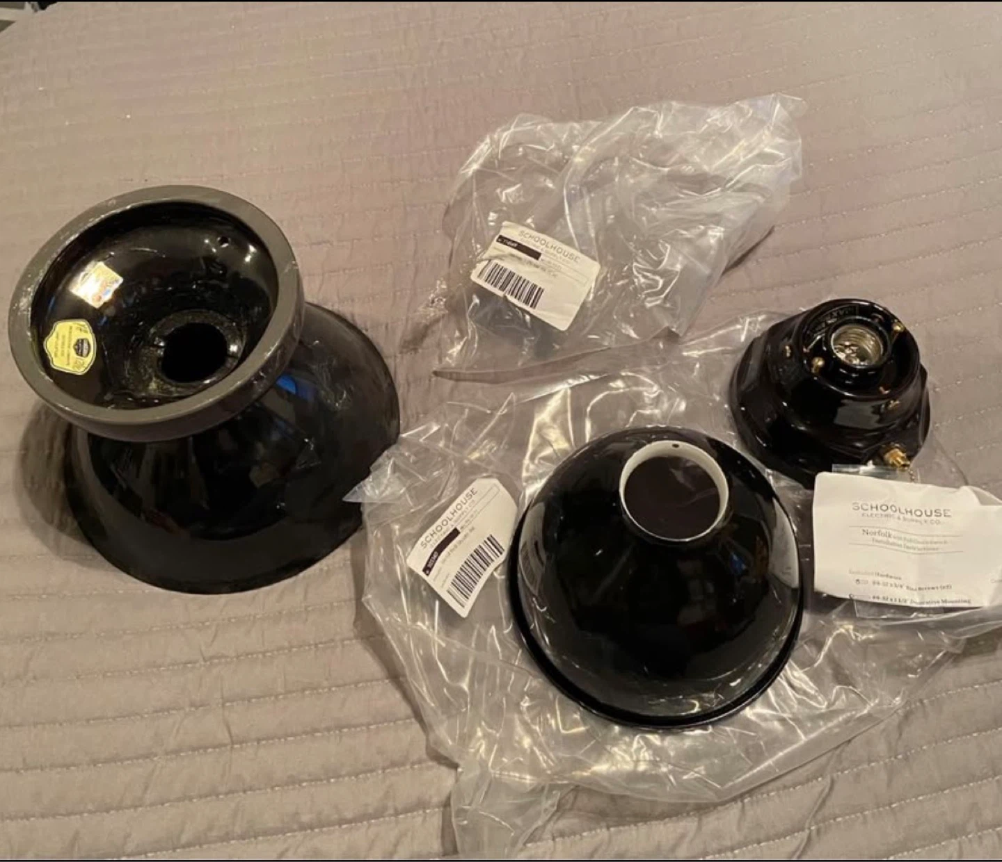 Schoolhouse Alabax Lrg &  Norfolk Black Light Fixture - photo 4