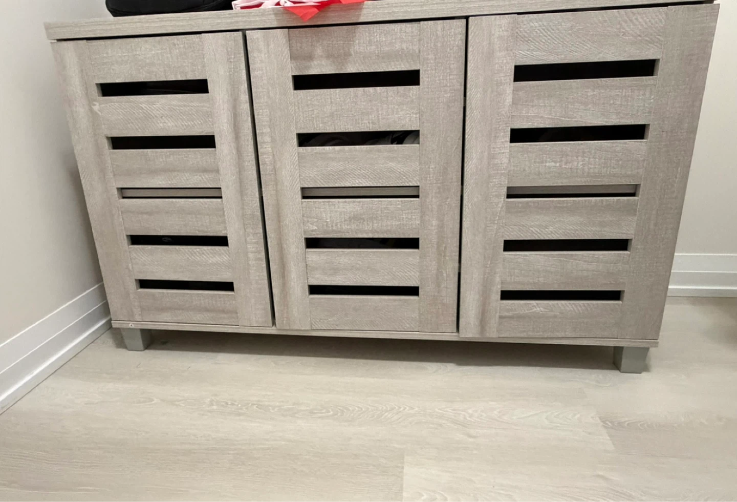 Light Wood Cabinet with 3 Doors and 6 Shelves