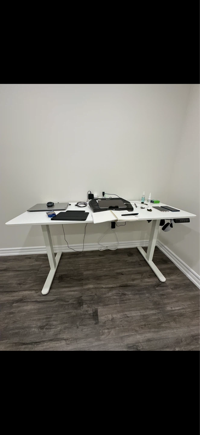 White Standing Desk with Adjustable Height