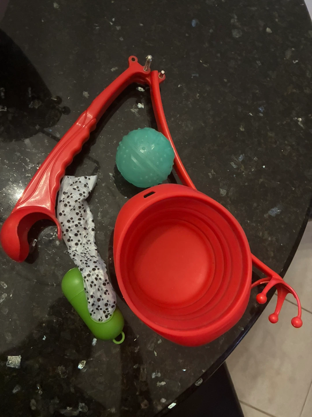 Pet Travel Set: Collapsible Bowl, Ball, and Waste Bag Dispenser