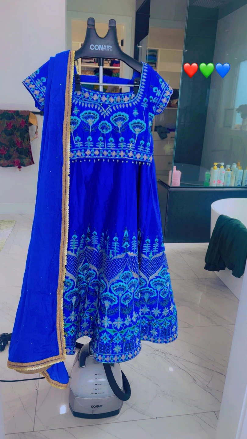 Embroidered Blue Anarkali Dress with Dupatta - photo 2