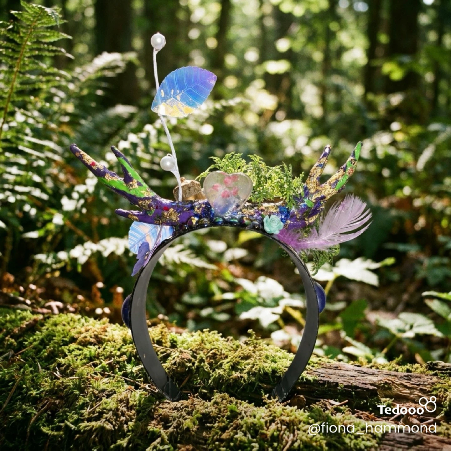 Handmade Fantasy Headband with Flowers and Lights