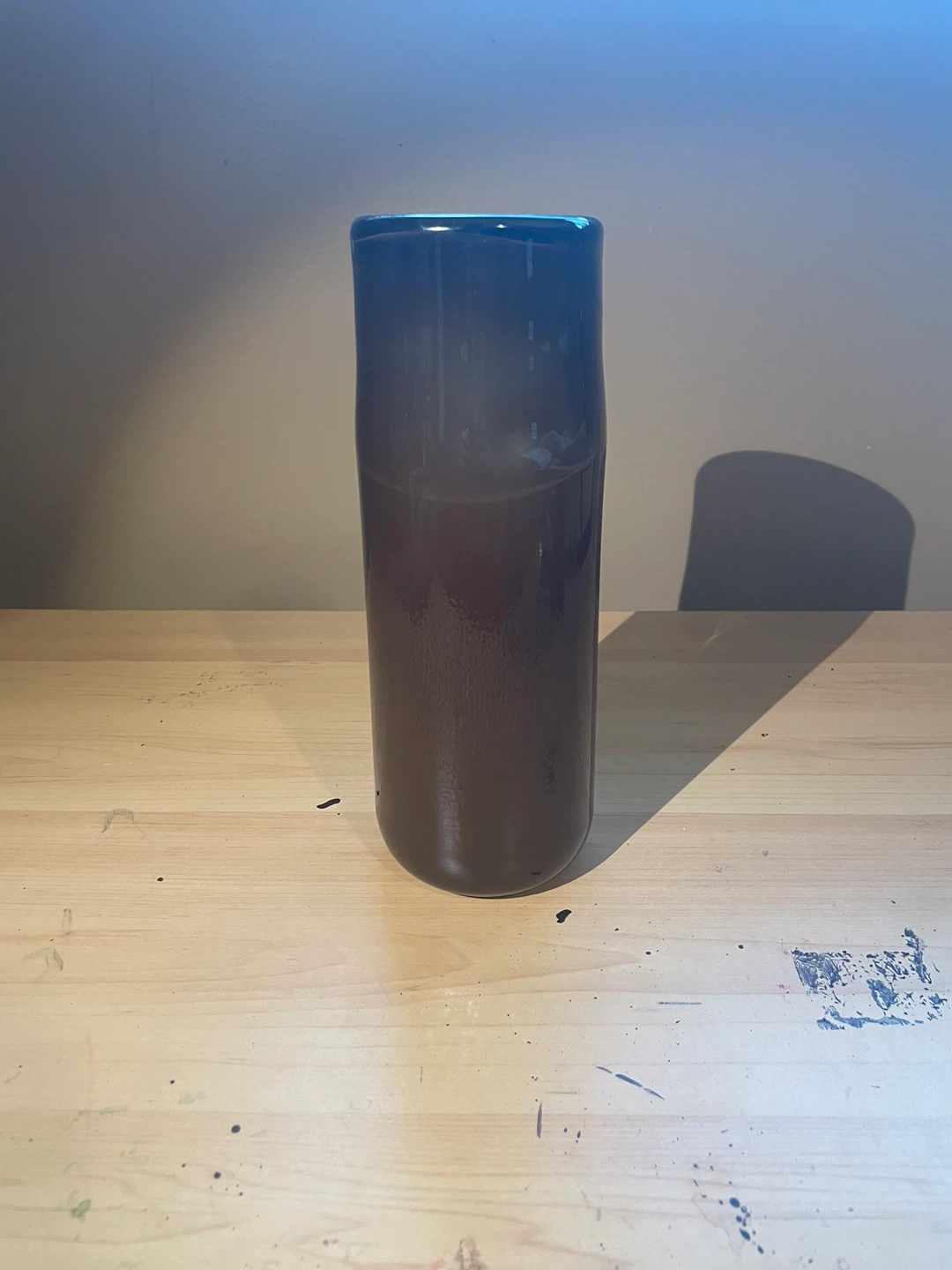 Brown Glass tube Vase (handmade by me)