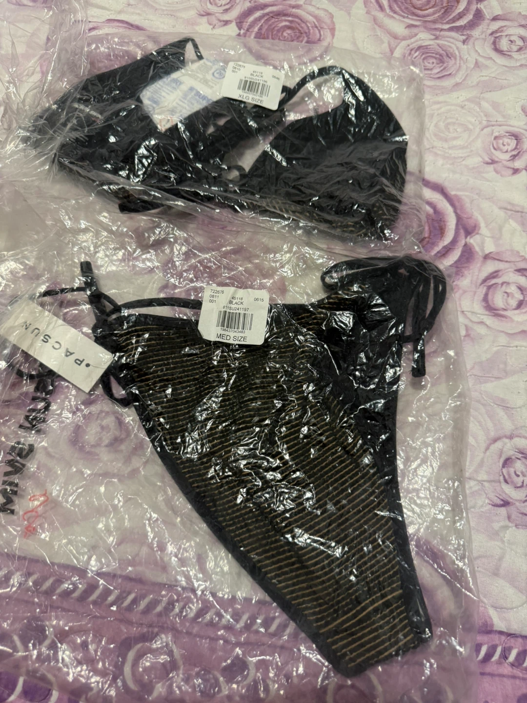 PacSun Swim Black Bikini Top & Bottom - Medium & XLG - photo 3