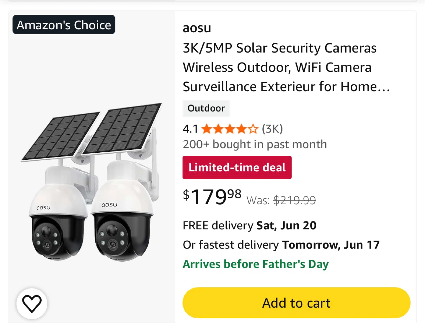 Aosu Solar-Powered Wireless Security Cameras (2 Pack) - photo 3