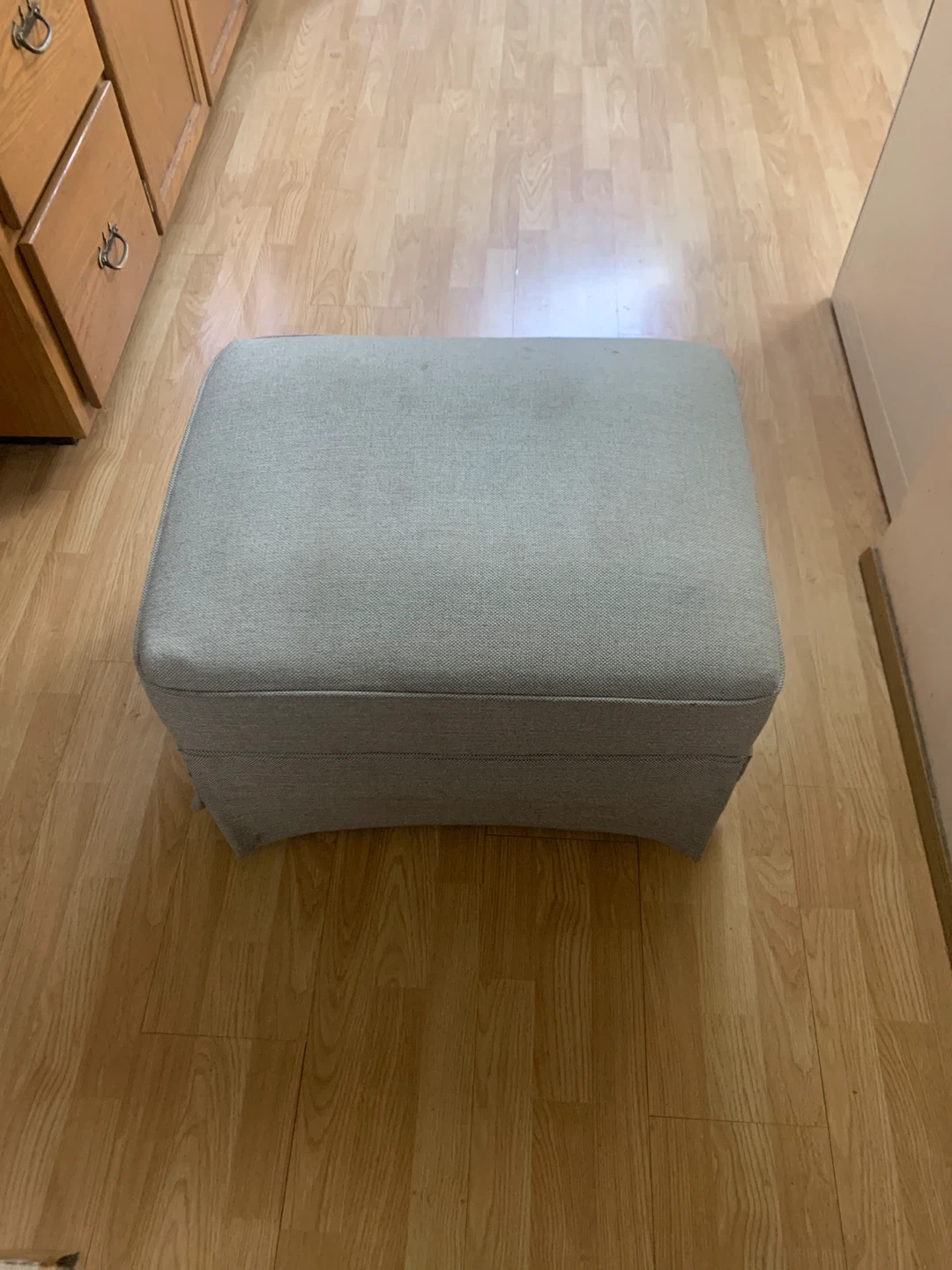 Grey Fabric Storage Ottoman