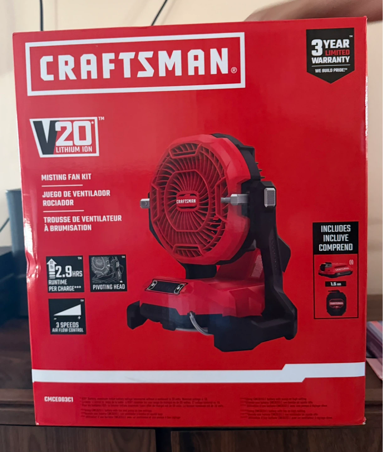 New unopened Craftsman 7.5-in Outdoor Misting Personal Fan