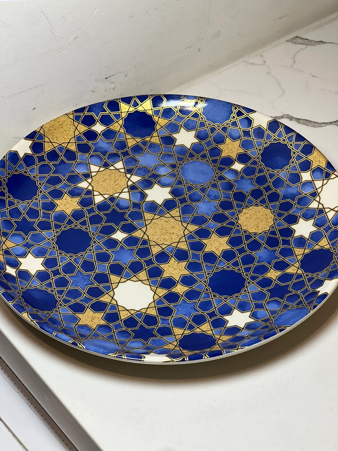 Williams Sonoma Blue & Gold Geometric Salad Plate – 8.5” ⚽️ - photo 2