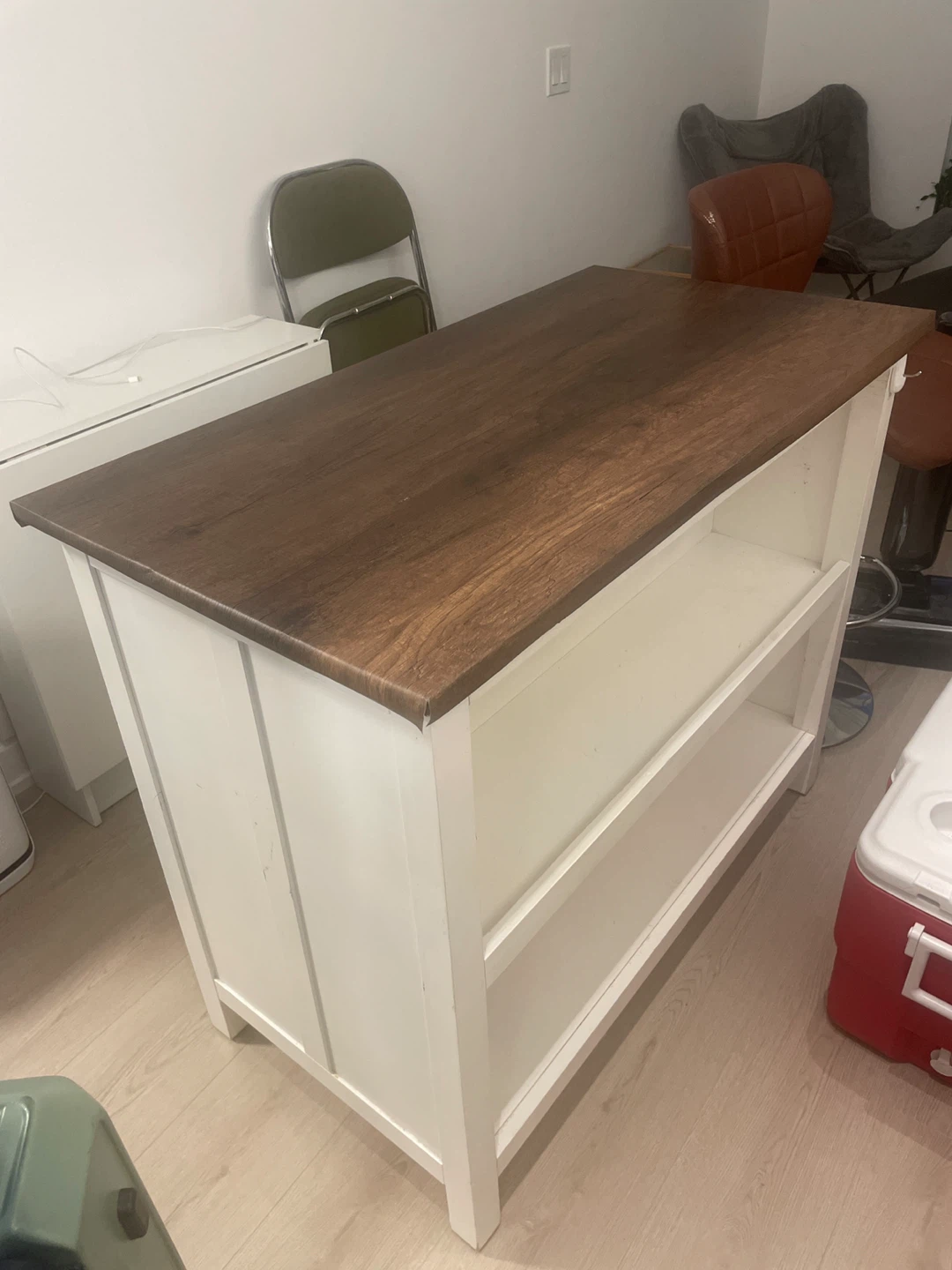 White Kitchen Island with Wood Top - photo 3