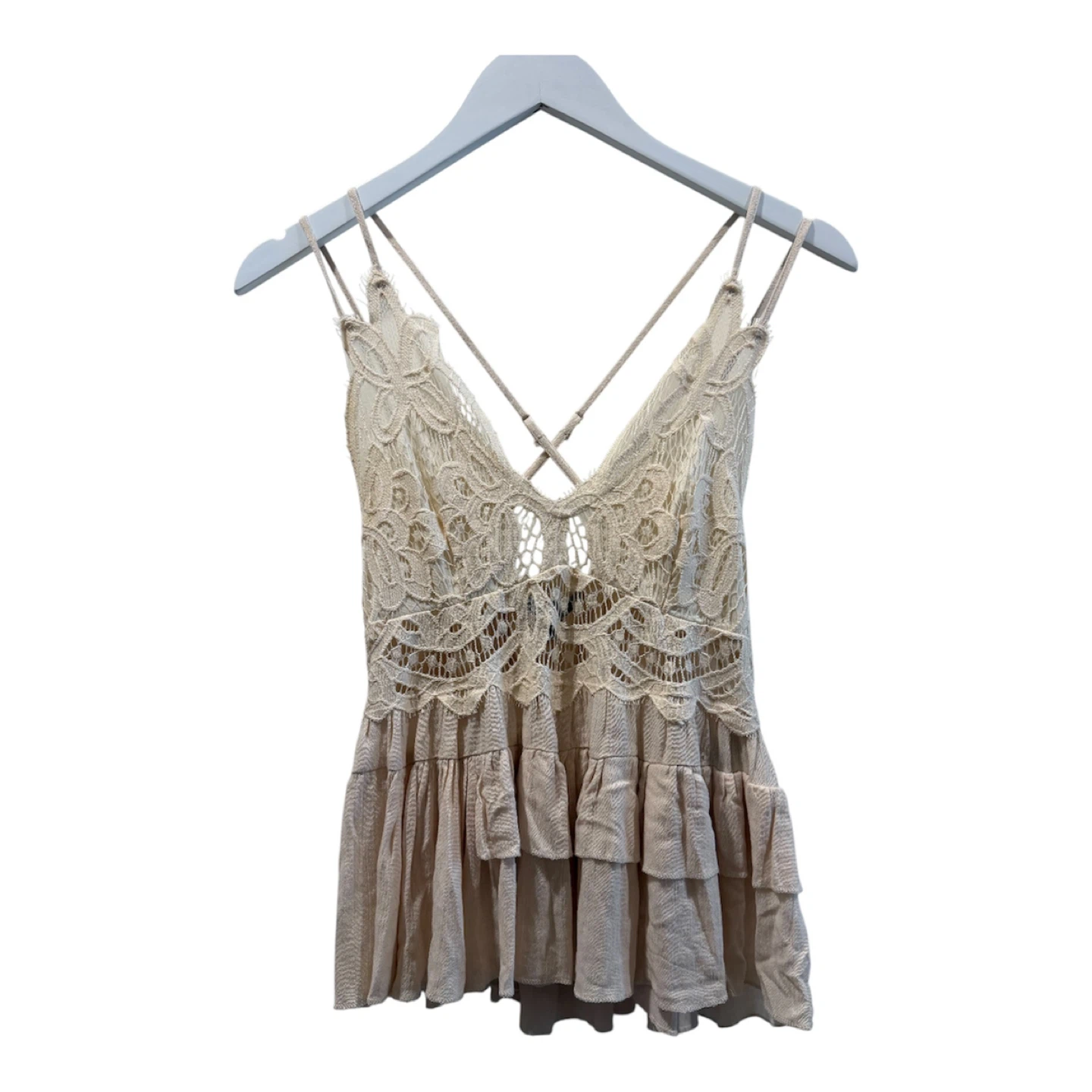 ⚽️Trixxi Ruffle Peplum Lace Cami Tank Top - photo 2