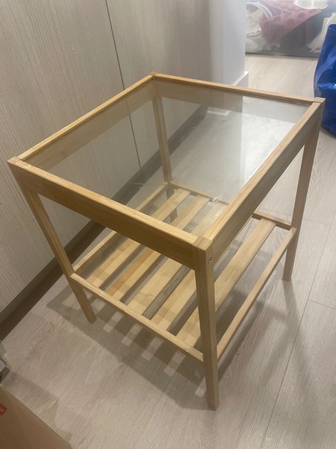 Bamboo and Glass Side Table