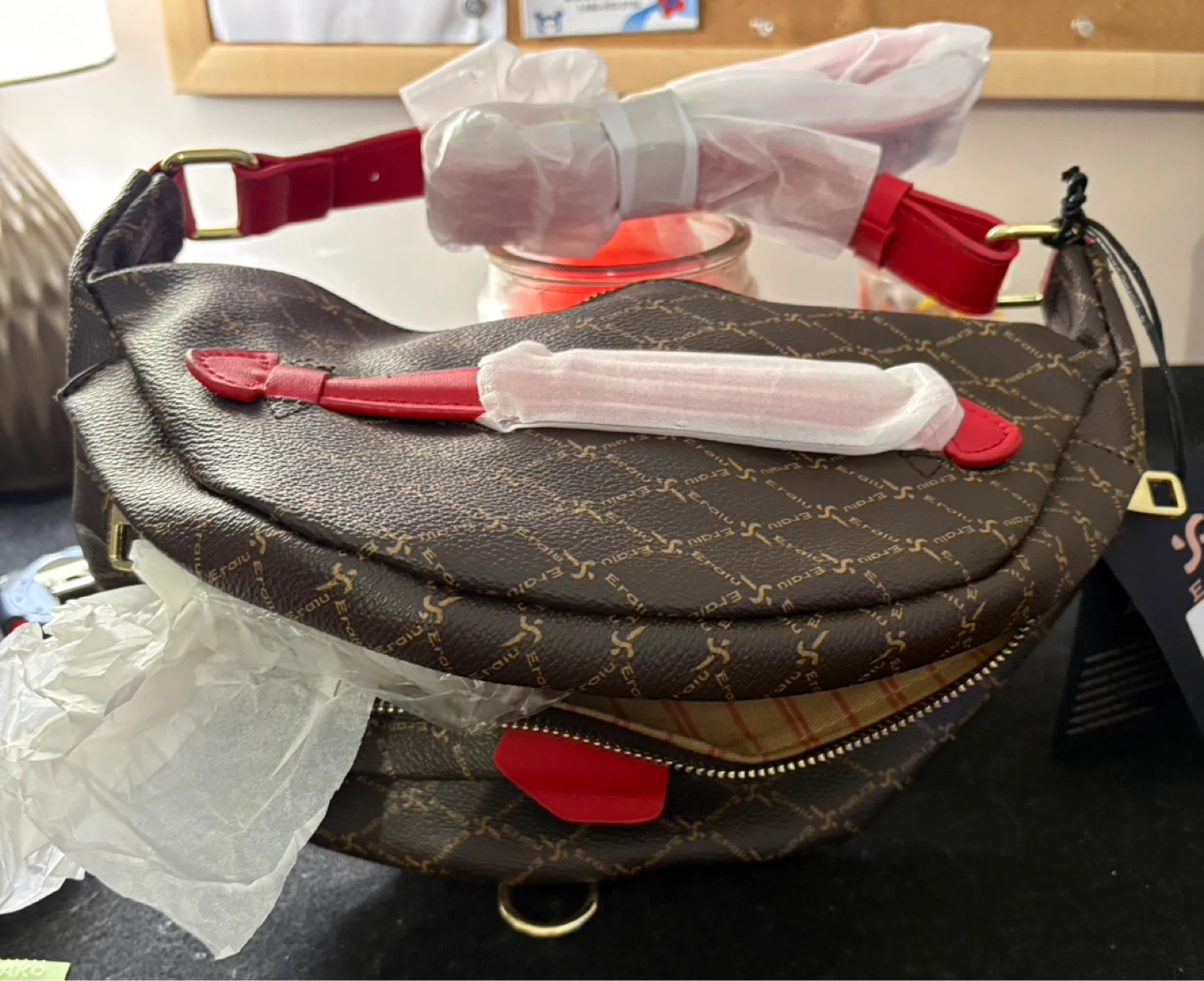 Eralu Brown Monogram Crossbody Bag