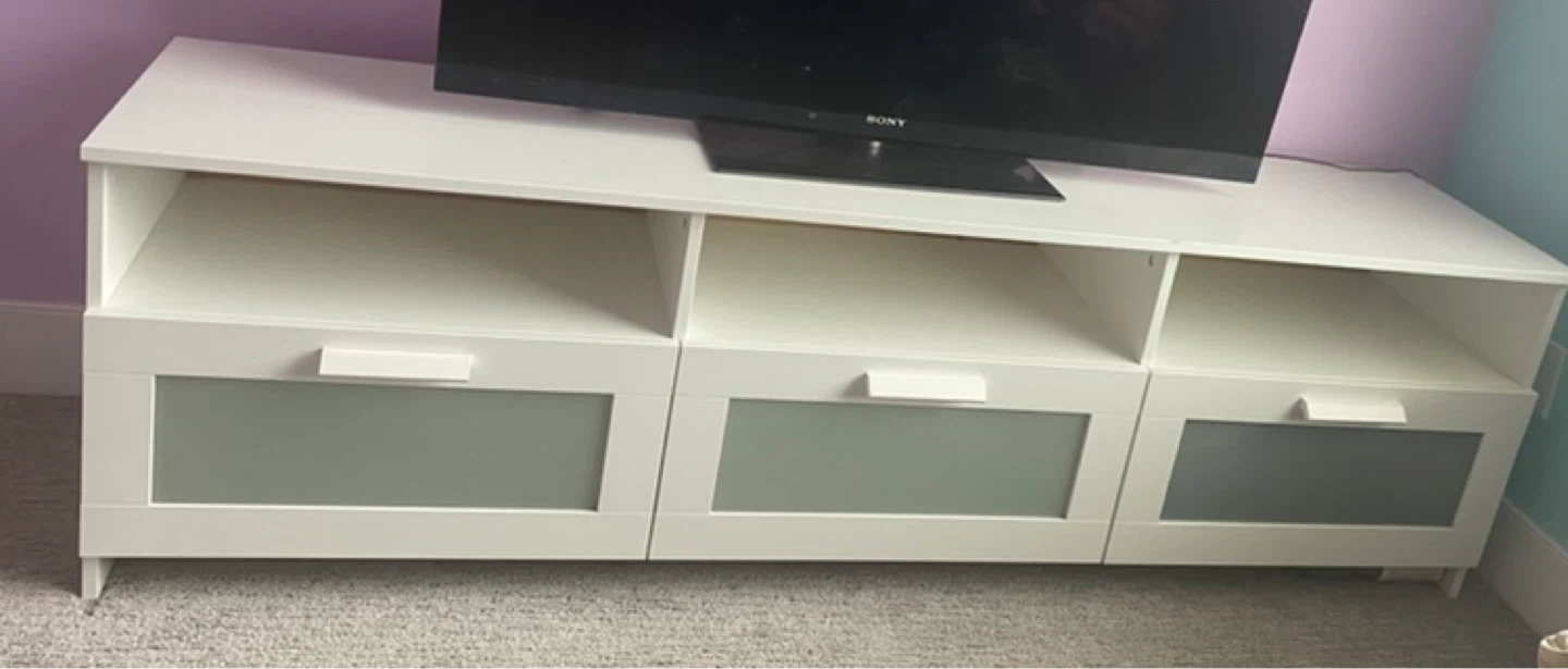 White IKEA TV Stand with Drawers