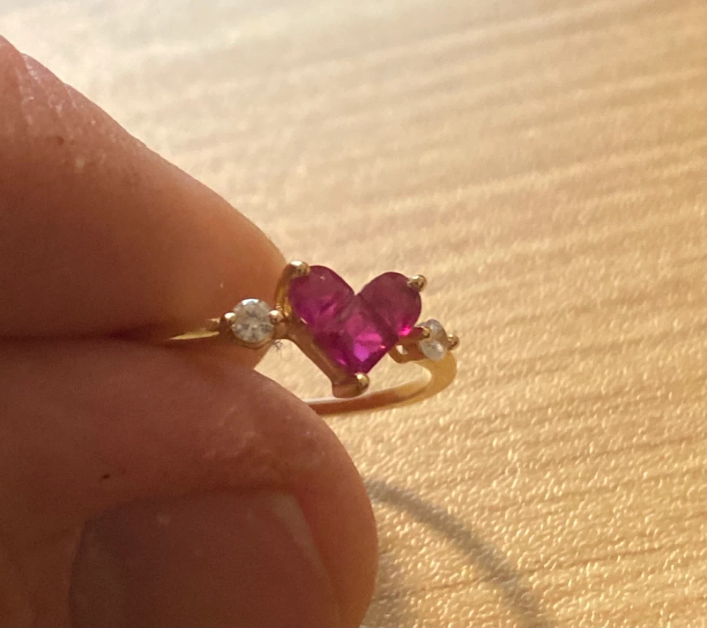 14K Gold ring with Ruby heart