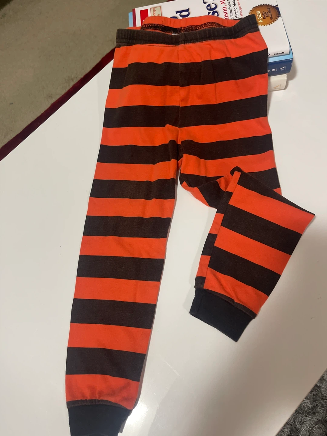 Orange and Brown Striped Pajama Pants ⚽