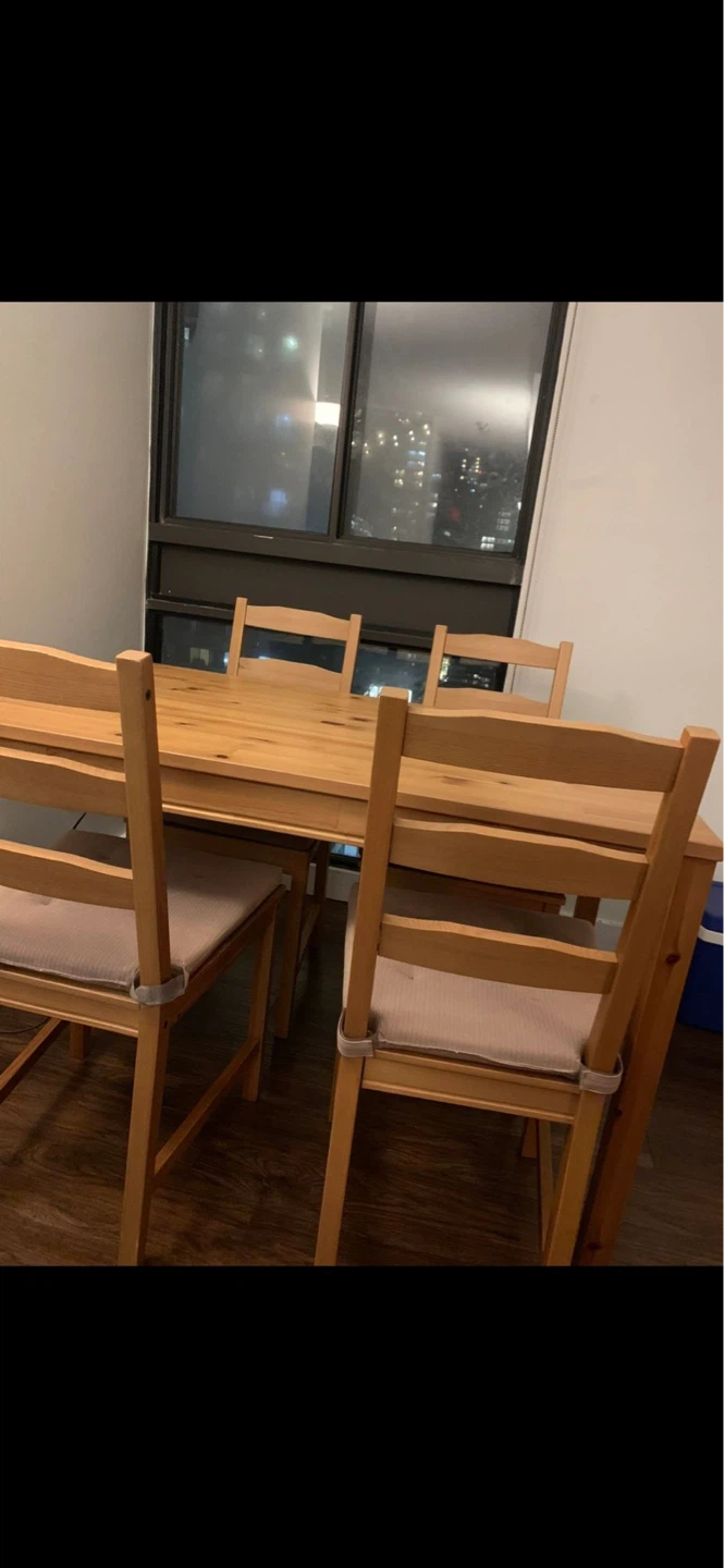 Wooden Dining Table with 4 Chairs