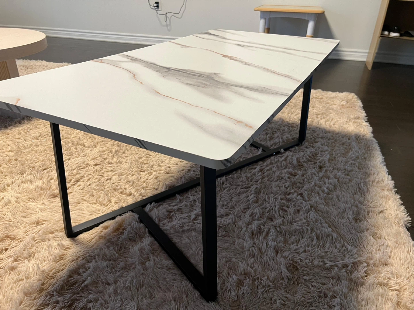 Marble Effect Coffee Table with Black Legs - photo 3