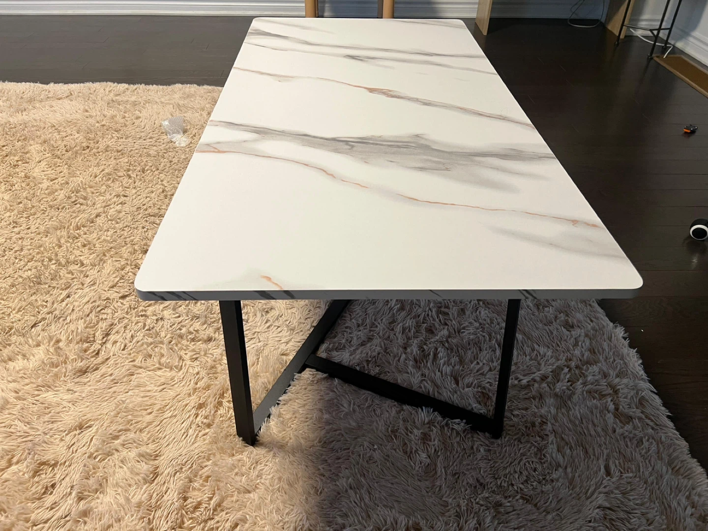 Marble Effect Coffee Table with Black Legs - photo 4