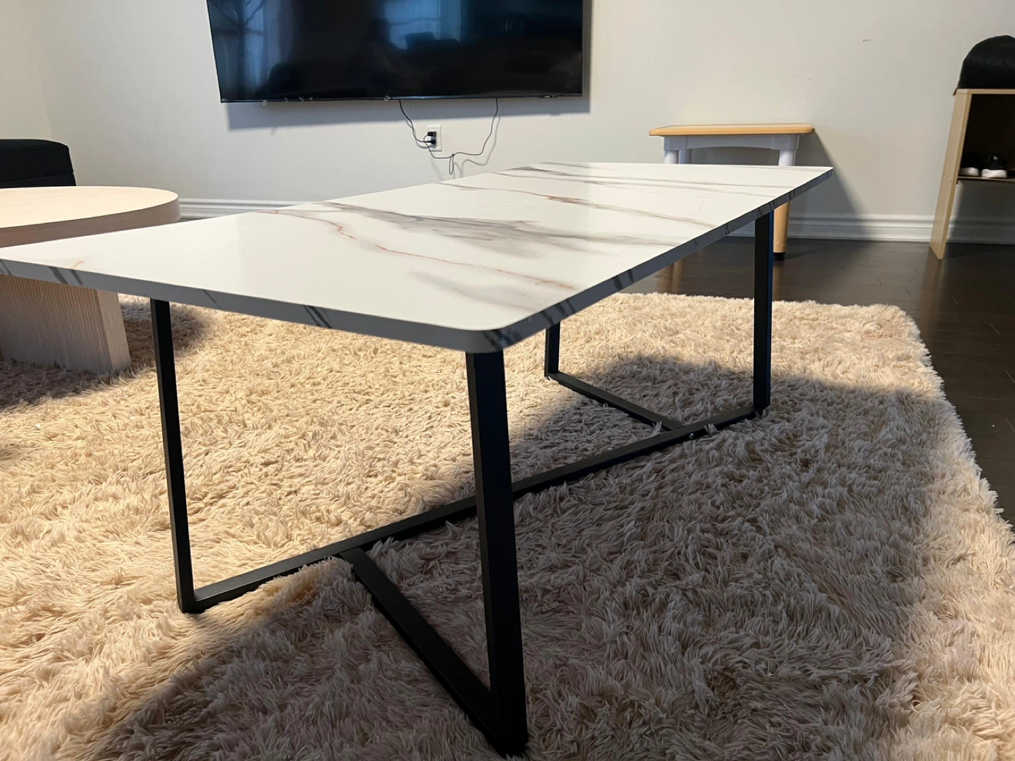 Marble Effect Coffee Table with Black Legs - photo 5