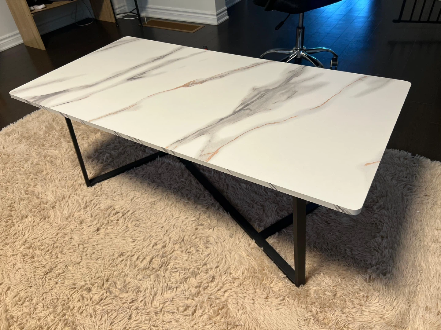 Marble Effect Coffee Table with Black Legs - photo 2
