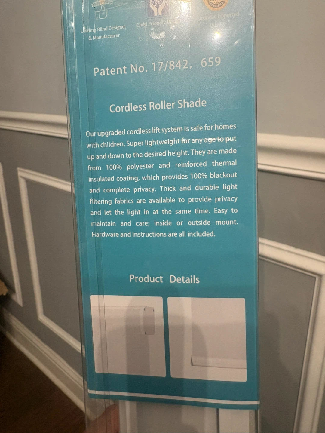 Cordless Roller Shade - 23"x72" - White - 100% Blackout - photo 3