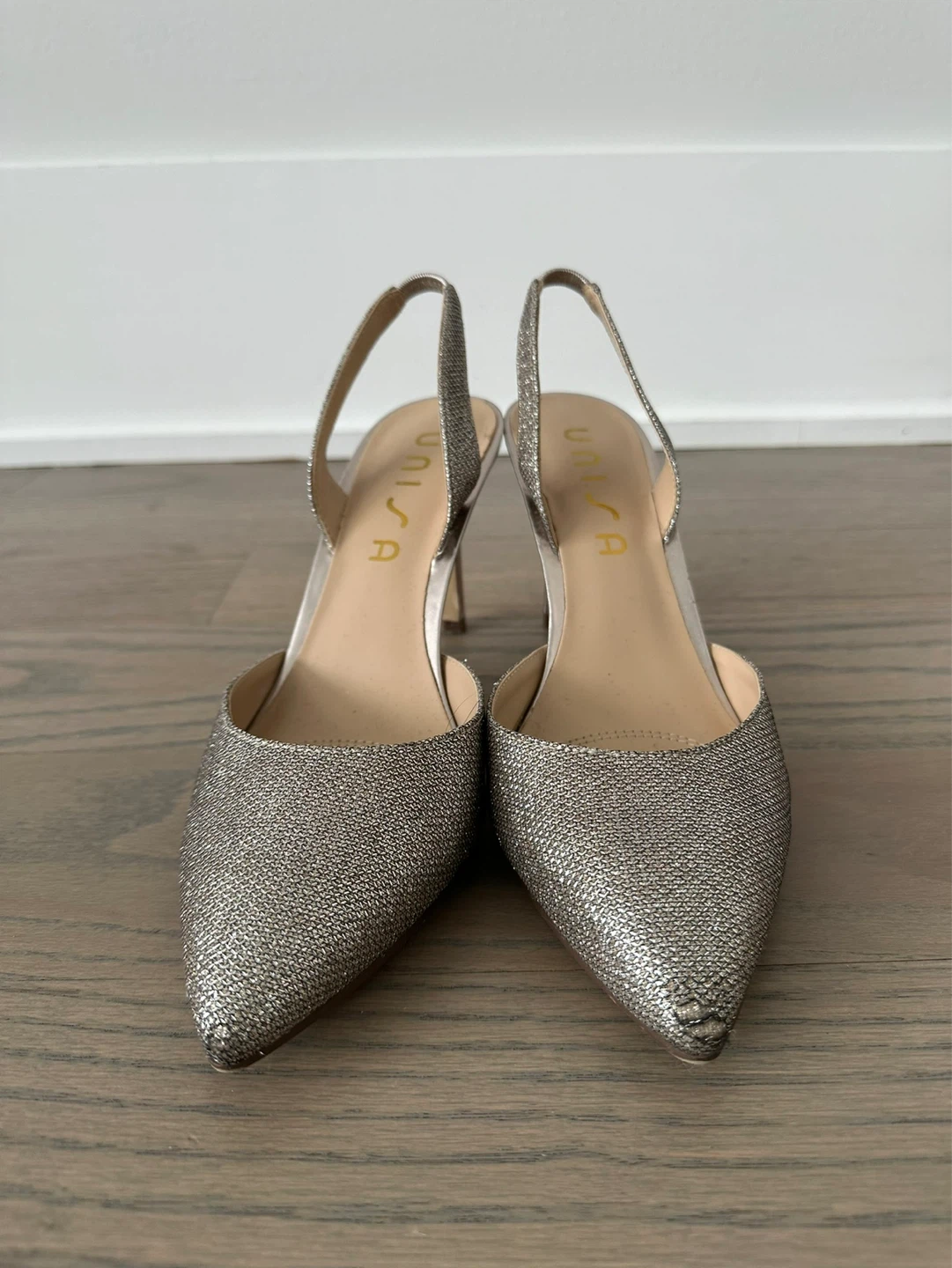 ⚽️ Unisa Silver Glitter Slingback Heels - photo 2