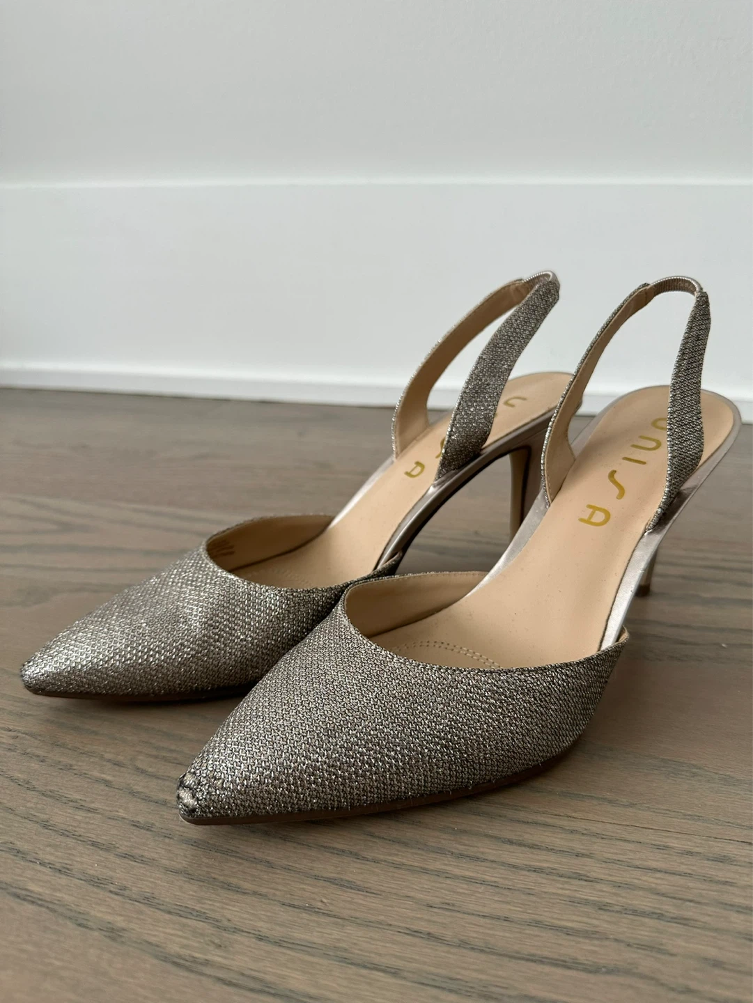 ⚽️ Unisa Silver Glitter Slingback Heels - photo 3