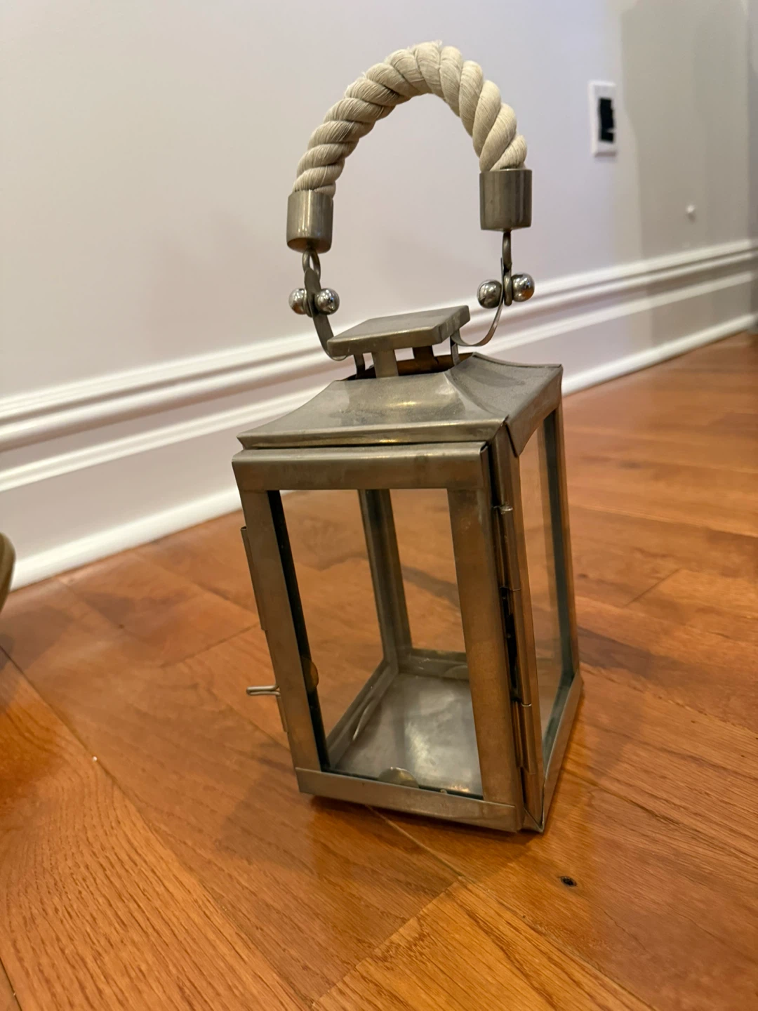 Restoration hardware small Brass Lantern with Rope Handle