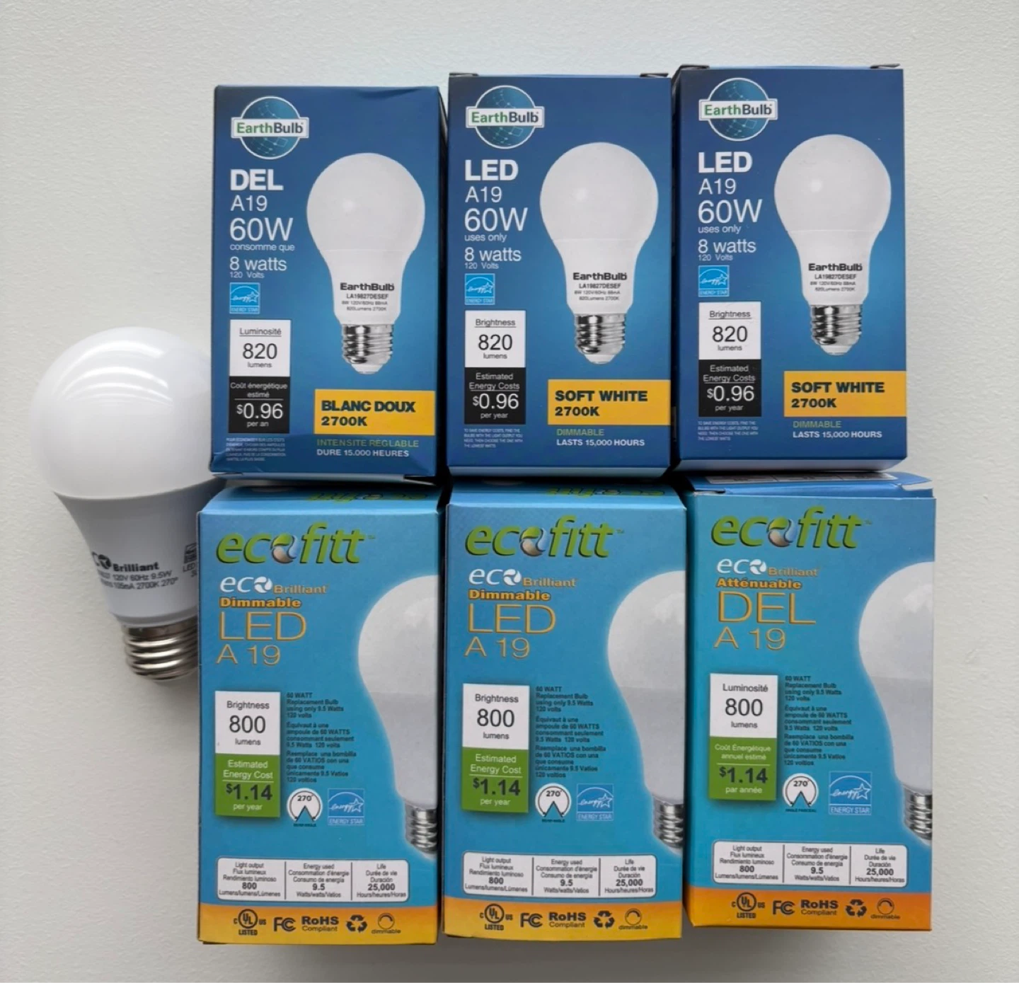EarthBulb LED A19 60W Soft White Light Bulbs ⚽️