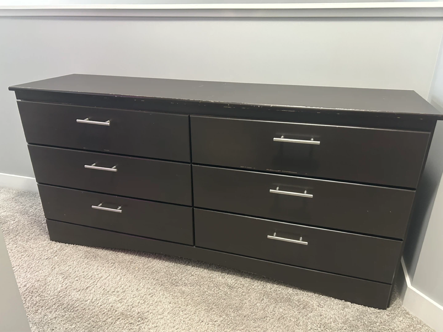 Dark Brown Six-Drawer Dresser