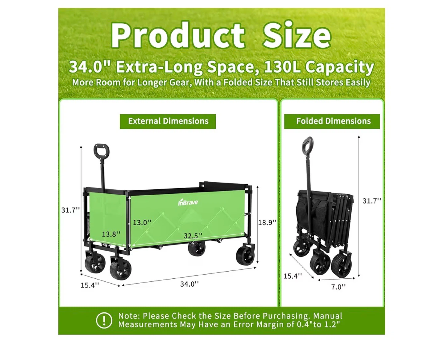 InBrave Folding Cart 34.0" Extra-Long - photo 2