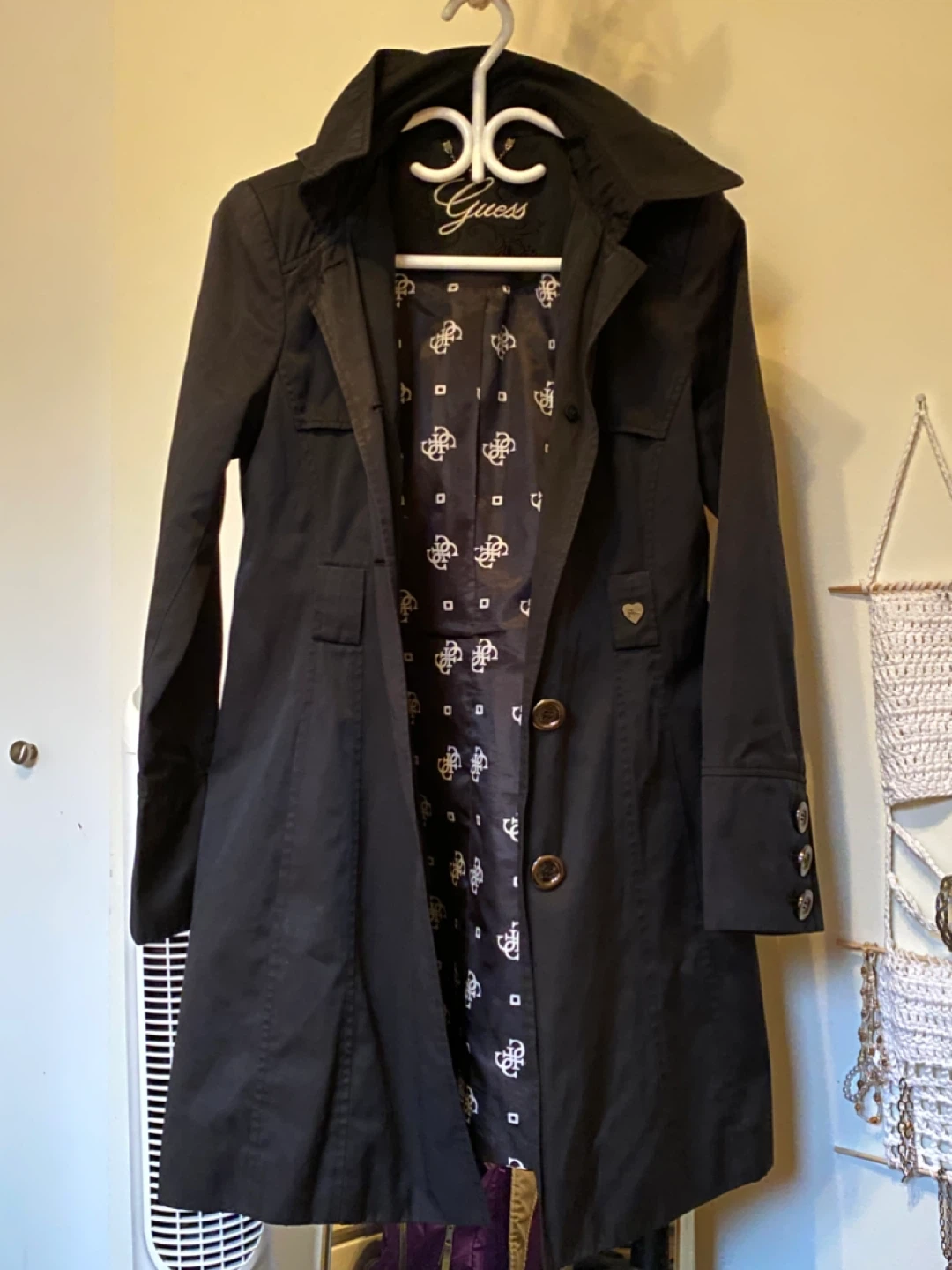 Vintage Guess Black Trench Coat