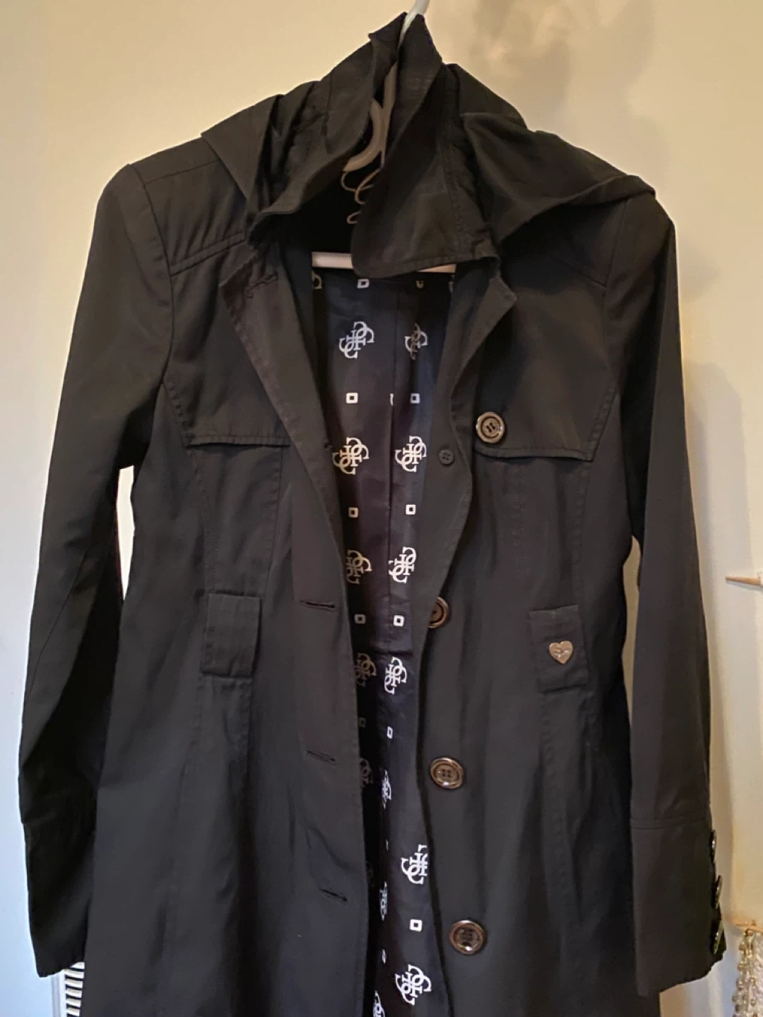 Vintage Guess Black Trench Coat - photo 2