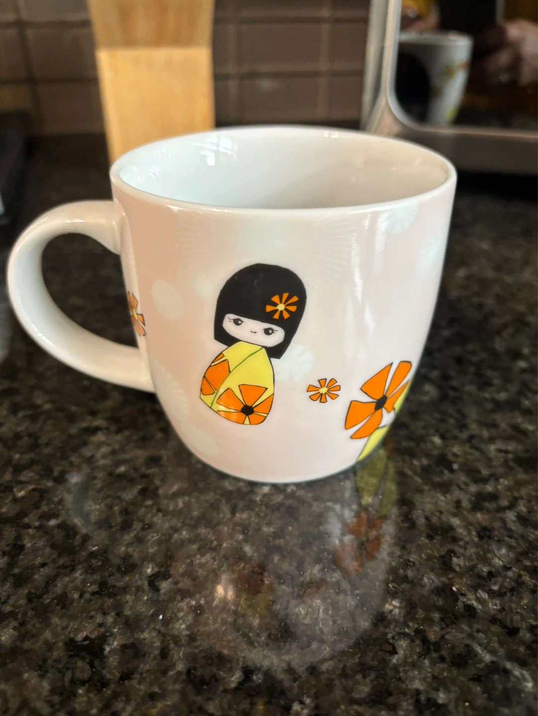 Kokeshi Doll Mug with "Funny Girl" Saying