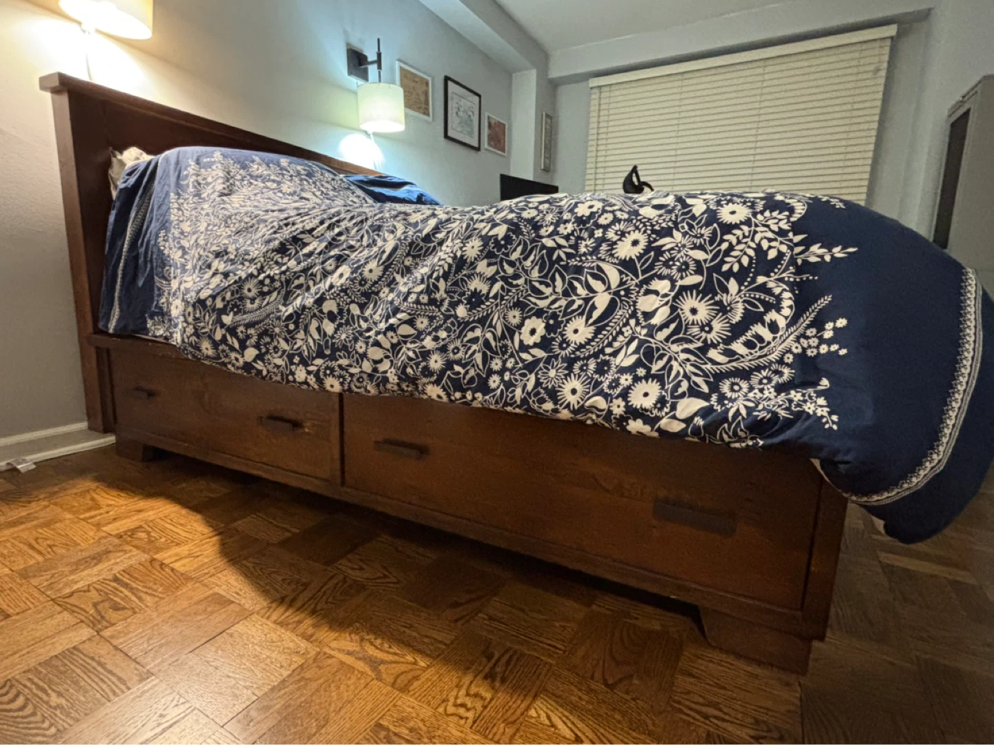 Queen Pottery Barn Bed Frame with Drawers