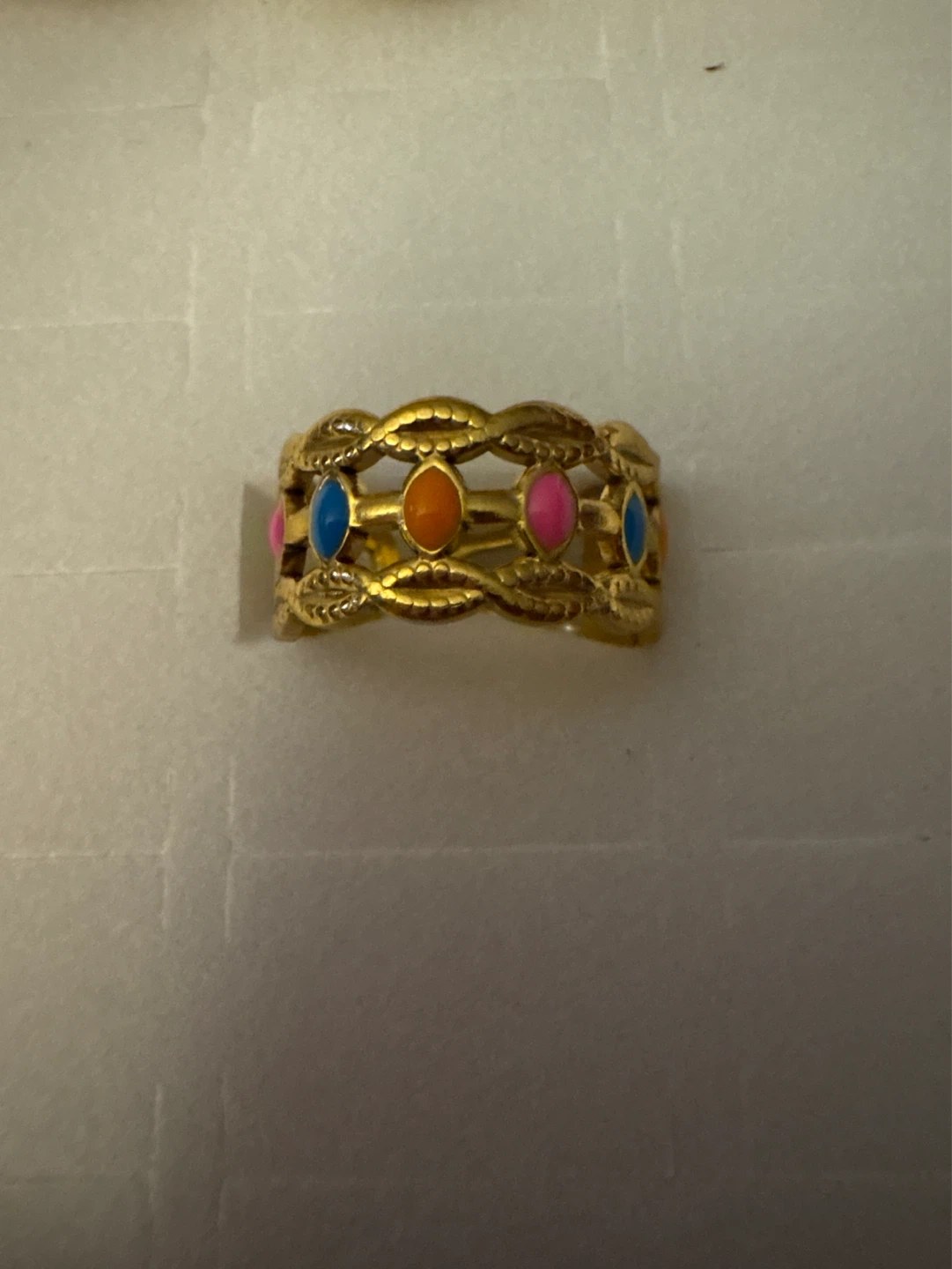 ⚽️ Gold Stainless Steel Ring with Enamel Colors