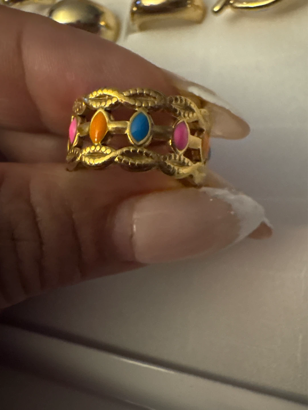 ⚽️ Gold Stainless Steel Ring with Enamel Colors - photo 3