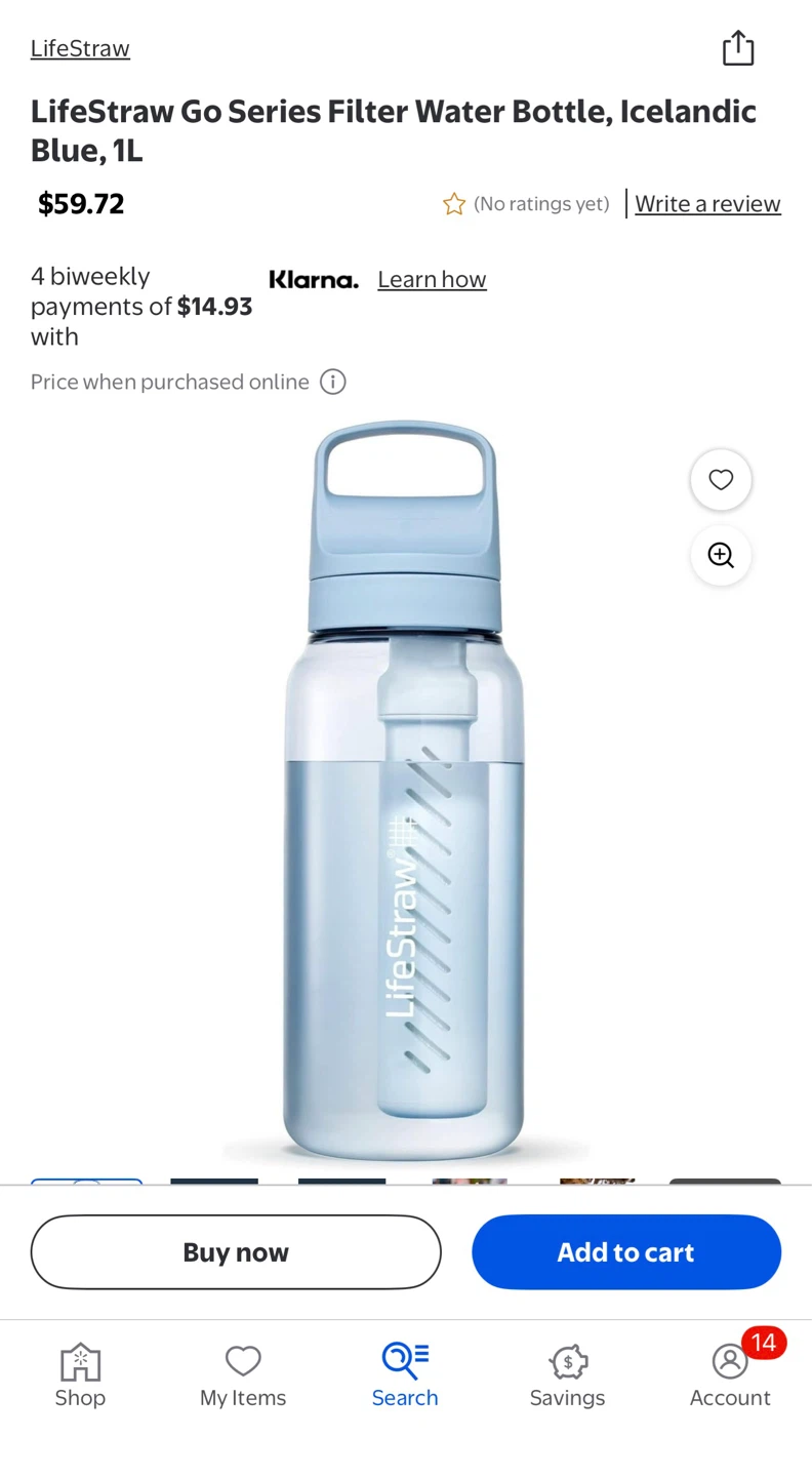 LifeStraw Go Series Filter Water Bottle - Icelandic Blue, 1L - photo 5