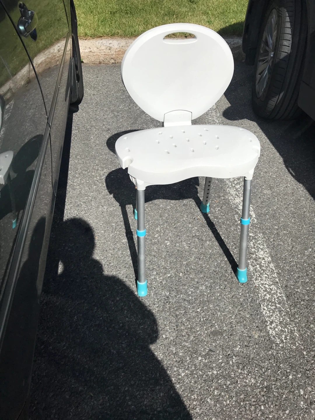 White Shower Chair with Adjustable Legs