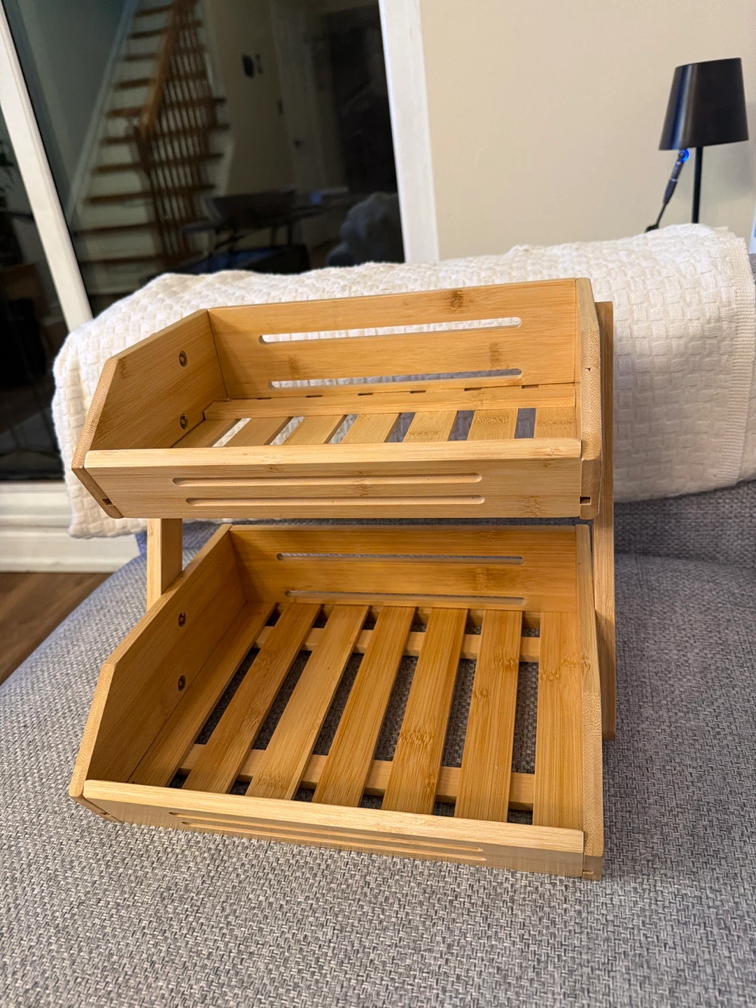 Two-Tier Bamboo Storage Baskets