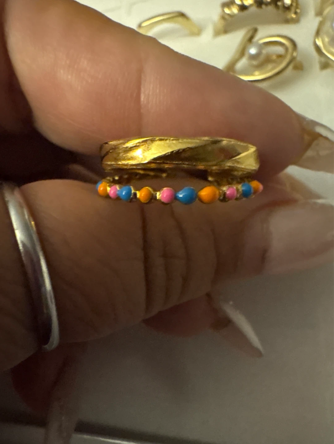 ⚽️ Gold Stainless Steel Ring with Colorful Beads - photo 4