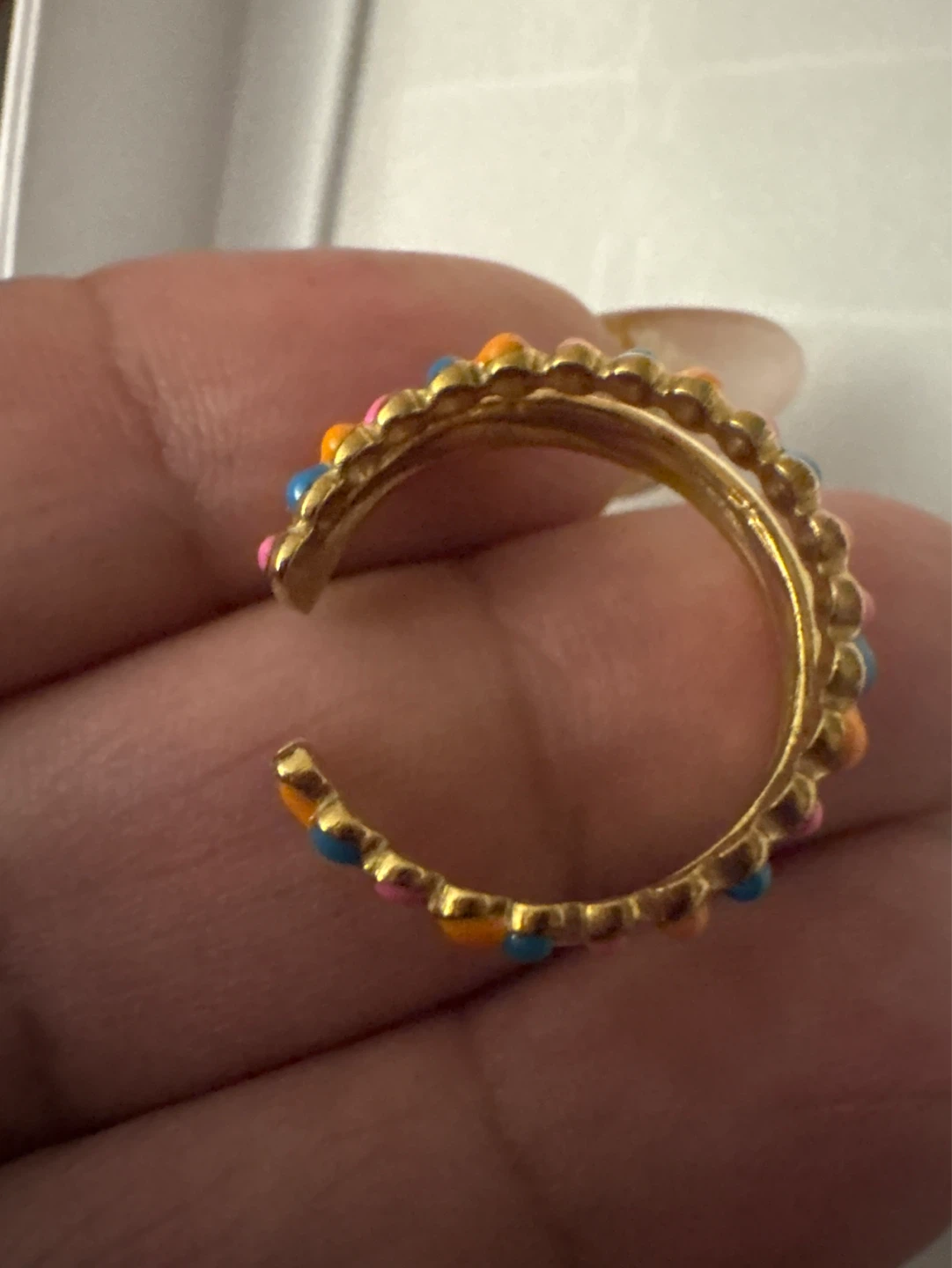 ⚽️ Gold Stainless Steel Ring with Colorful Beads - photo 2