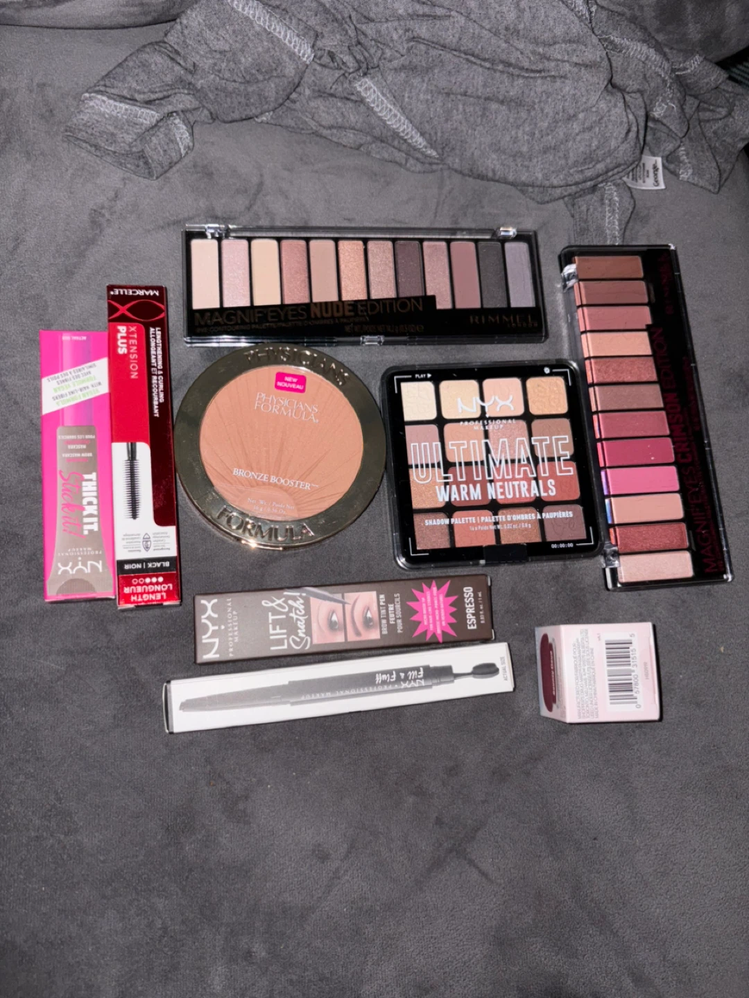 Assorted NYX and Rimmel Makeup Palettes & Bronzer