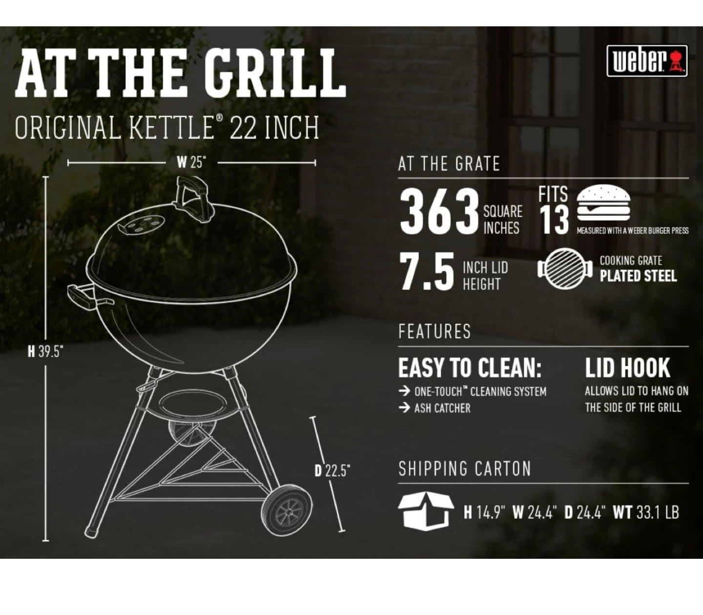 Weber Original Kettle 22 Inch Charcoal Grill - photo 3