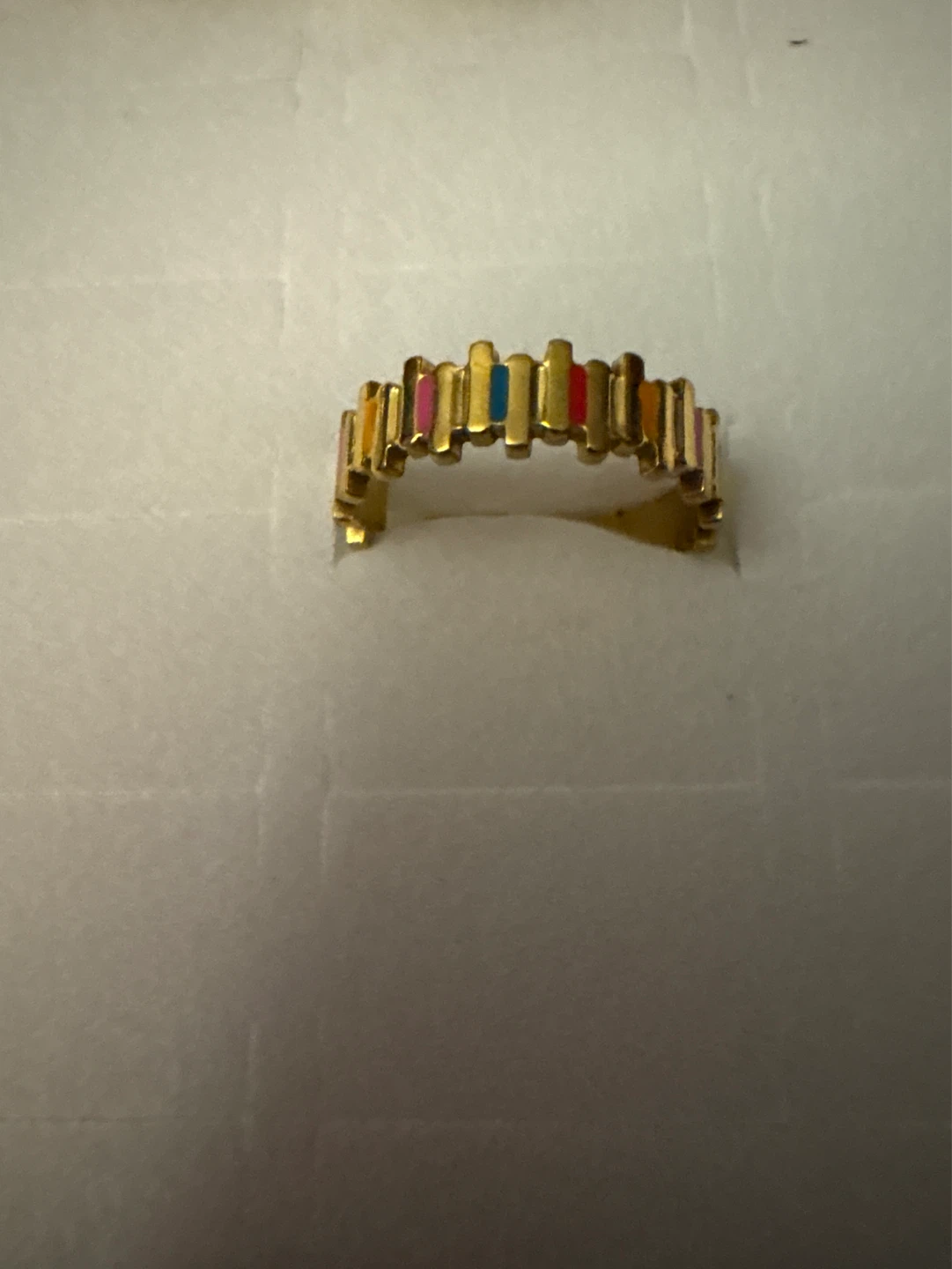 ⚽️ Gold Stainless Steel Ring with Multi-Color Enamel Inlay