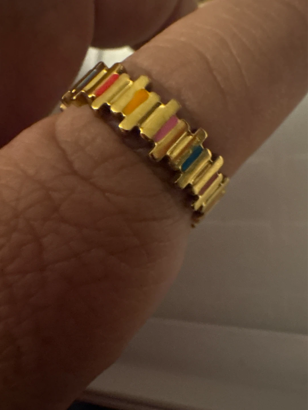 ⚽️ Gold Stainless Steel Ring with Multi-Color Enamel Inlay - photo 5