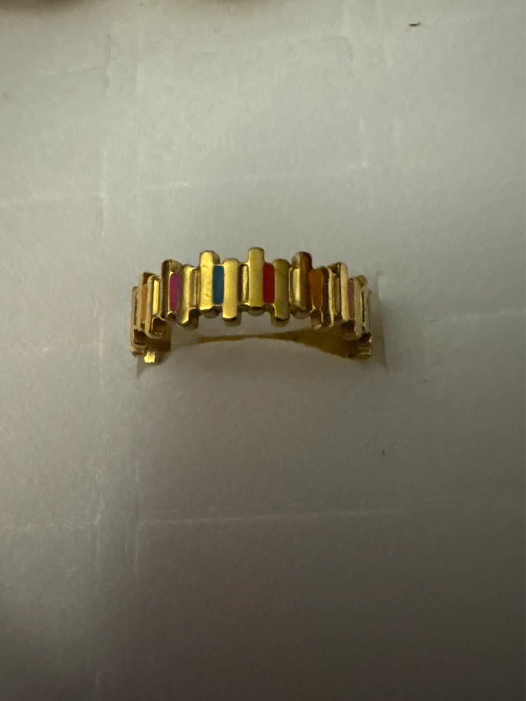 ⚽️ Gold Stainless Steel Ring with Multi-Color Enamel Inlay - photo 2
