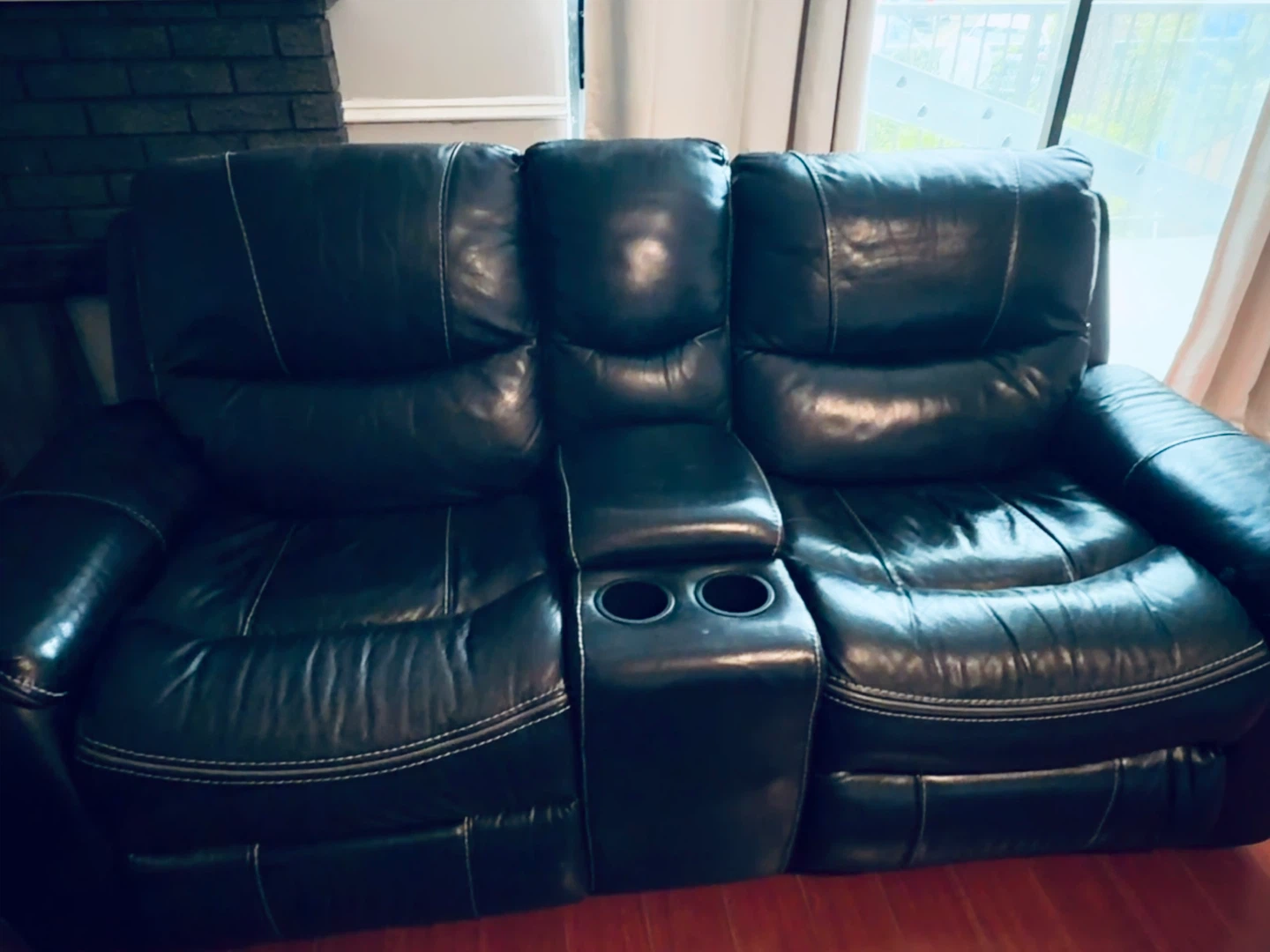 2 Black Leather Reclining Sofas