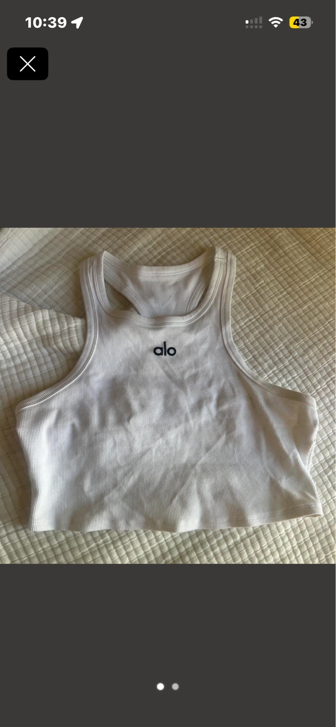 Alo White Ribbed Racerback Tank Top ⚽️
