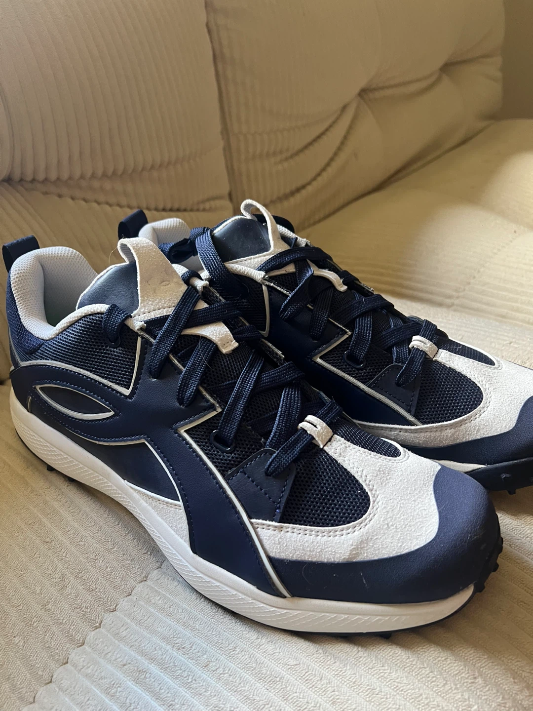 Under Armour Navy & White Turf Shoes Size 14